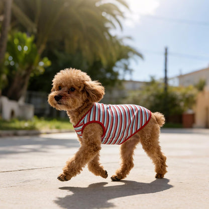 Dog Shirts Sleeveless Dog T Shirts Soft Pet T-Shirt Classic Red Stripes Print for Puppy Small Medium Large Dogs Breathable Pet Vest for Birthday, Photo Props & Daily Wear (Large (20-30lb), Red Stripe)